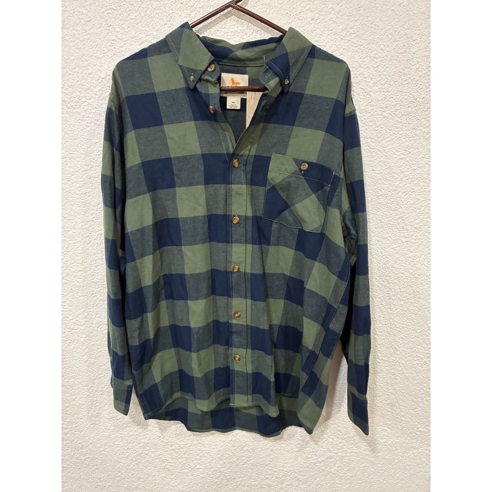 Field Stream Mens Classic Lightweight Flannel Shirt Green Blue Buffalo Check MD